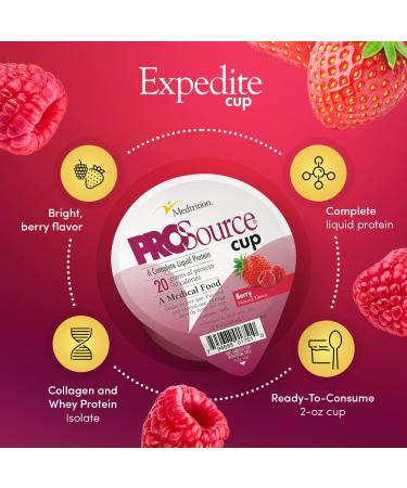 Medtrition ProSource Cup, 20g Complete Liquid Protein in 2 oz Ready-to-Drink Cup, Berry Flavor, Clear Liquid Diet, Oral or Syringe Use, Supports Wound Healing, Dysphagia & Post-Surgery Recovery - Buy Online on GoSupps.com