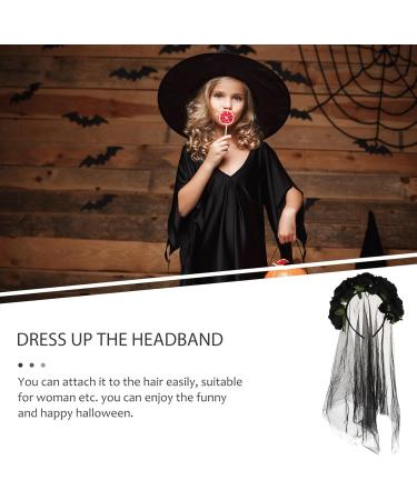 Artibetter Halloween Rose Flower Headband Halloween Black Veil with Rose Flower Crown Halloween Rose Flower Headband with Long Black Veil Makeup Veil Halloween Hair Accessories - Buy Online on GoSupps.com