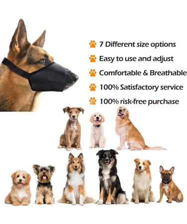 CooZero 7 PCS Dog Muzzles Set | Anti-Biting & Barking | Adjustable Mouth Cover for Small to Extra Large Dogs - Black - Buy Online on GoSupps.com