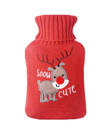 Dlandz hot water bottle Small hot water bag with soft knitted cover rubber hot water bottle 750ml water injection warm heating pocket for hand feet belly warmer hand foot warmer