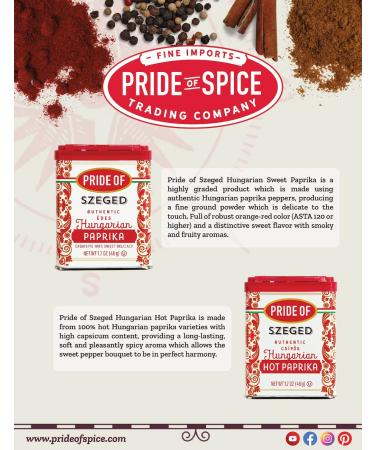 Authentic Pride Of Szeged Hungarian Hot Paprika - Gluten Free, Kosher, Non-GMO, 1.7 oz - Buy Online on GoSupps.com