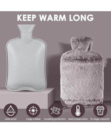 BOLEi 2L Hot Water Bottle with Luxury Faux Fur Cover - Leakproof & Large | Ideal for Pain Relief & Warmth | Brown - Buy Online on GoSupps.com