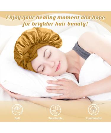 Jasilon Satin Sleeping Bonnet Set - Adjustable Silk Hair Wrap for Night - Black & Gold - Buy Online on GoSupps.com