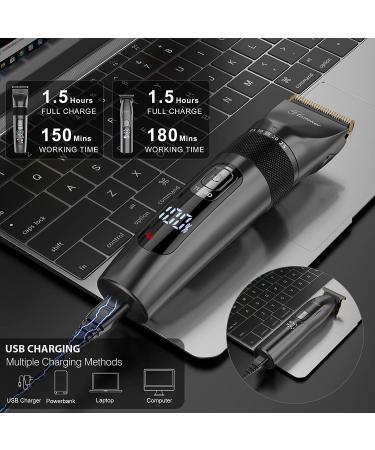 Hatteker Professional Hair Clippers and T-Blade Trimmer Kit for Men Cordless Beard Barber Clipper Hair Cutting Kit Haircut Grooming Kit IPX7 Waterproof - Buy Online on GoSupps.com