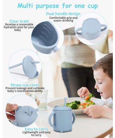 Jissta Baby Weaning Set 8 Pcs | Silicone Feeding Set with Suction Bowl, Bib, Cup, Fork & Spoon | Non-Slip Baby Plate | BPA-Free (Blue) - Buy Online on GoSupps.com