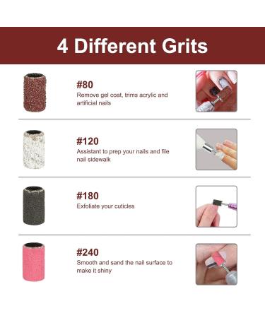 120pcs Grinding Sleeve Nail Cutter Set | Nail Drill Attachments & Grits for Manicure & Pedicure - Ideal for Nail Art Care - Buy Online on GoSupps.com