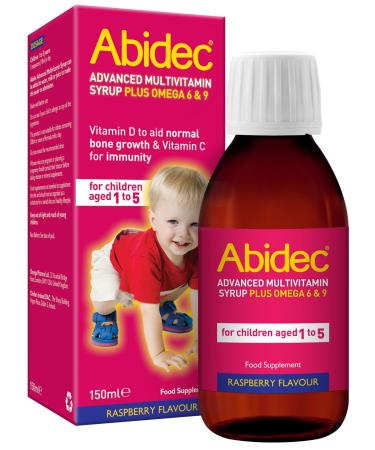 Abidec Kid Multivitamin Syrup Contains Vitamin D Needed for Normal Growth and Development of Bones in Children - Contains Omega 6 & 9 - Food Supplement Suitable for Kids Aged 1-5 - 150 ml