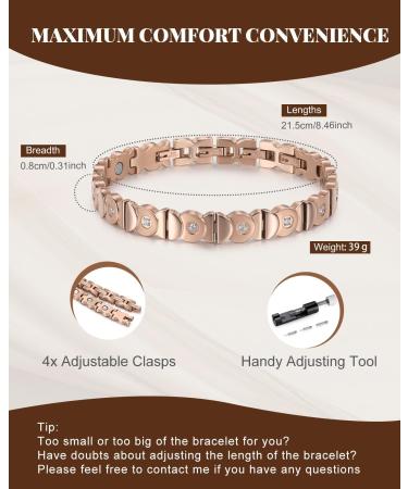 RainSo Magnetic Bracelets for Women | Stainless Steel Fish Design | Adjustable Rose Gold Crystal Bracelet | Perfect Mother's Day & Birthday Gift - Buy Online on GoSupps.com