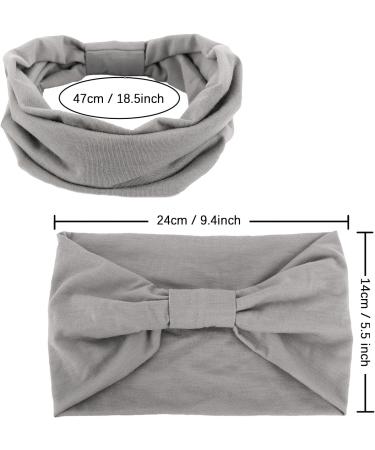 MapofBeauty 9 Inch/24 cm Thick Wide Headbands Cotton Knotted Elastic Hair Band Head Wrap Non slip Fashion Yoga Sports Accessories (Black/White/Grey/Brown) - Buy Online on GoSupps.com