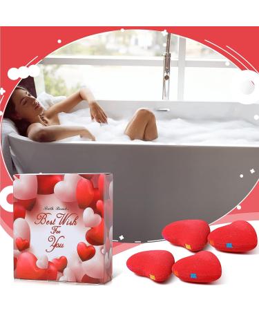 Hearts Shape Bath Bomb Gift Set - 4 x 4oz Colorful Bubble Bath Bombs with Essential Oils - Perfect Gift Idea for Women, Wife, Girlfriend - Valentine's Day & Mother's Day Gifts - Buy Online on GoSupps.com