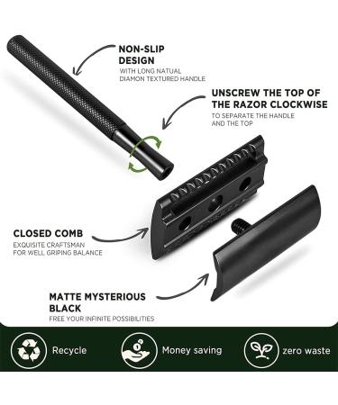 Glowie Care Double-Cutting Safety Razor Set - 10 Durable Stainless Blades Rose Gold & Silver | Premium International Shipping - Buy Online on GoSupps.com