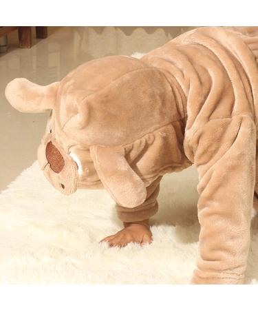 Soft Plush Baby Bathrobe 0-24 Months | Unisex Hooded Flannel Fleece Animal Face Robe for Boys & Girls | Toddler Bathwear 2-3 Years - Brown Dog Design - Buy Online on GoSupps.com