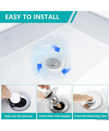 Abizarch 2Pcs Sink Plug Universal Bathroom Sink Plug with Strainer Pop Up Sink Hole Plug Cover Stainless Steel Push Sink Plug for 33 to 40mm Drain Holes Sturdy Rustproof Sink Plug for Bathroom Kitchen - Buy Online on GoSupps.com