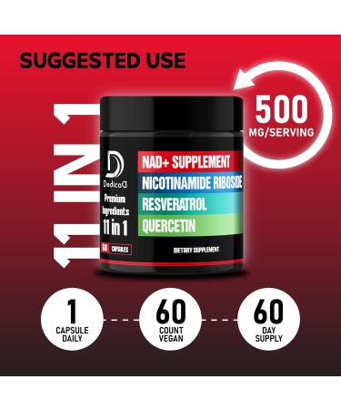 11in1 NAD Supplement with Nicotinamide Riboside, Quercetin, Resveratrol and 8 More - 2 Month Supply 60 Count (Pack of 1) - Buy Online on GoSupps.com