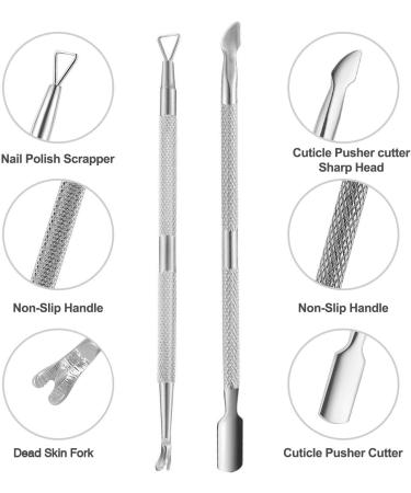 Professional Cuticle Nippers & Pusher Set - Stainless Steel Nail Remover & Cutter for Fingernails & Toenails - Ideal for Gel Nail Art - Travel Gift - Buy Online on GoSupps.com