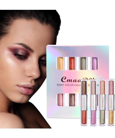 Liquid Glitter Eyeshadow | Long Lasting Quick-Drying Eyeshadow Makeup Set - Shimmer 8 Colors Double Head Design Multi-Dimensional Eye 02 - Buy Online on GoSupps.com