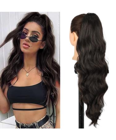 Ponytail Extensions Black with clip Hair Part Porce Extension Lang Lure Hair extension Extension Art Hair Synthetic braid ponytail like real hair 40cm 2# 82b-16 40cm/16Zoll 2#