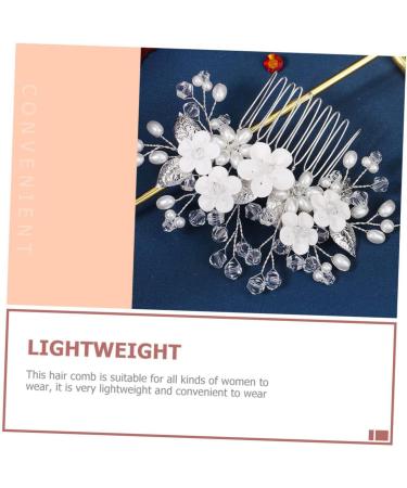 Beatifufu Bridal Headwear Crystal Hair Decor Pearl Headpiece Flower Headdress Pearl Trim Hair Accessories Reusable Headdress Party Supply Metal Ceramic Flower Bride Wedding Supplies Girl - Buy Online on GoSupps.com