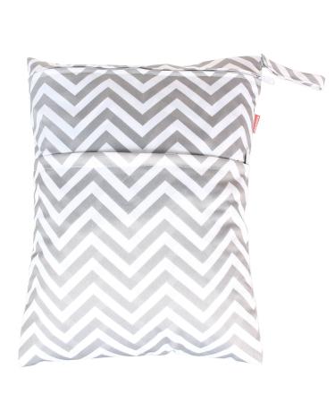 Damero Wetbag Fabric Diapers | Reusable Diaper Bag Set | 3-Piece Washable Organizer for Boys & Girls | Gray Chevron Design - Buy Online on GoSupps.com
