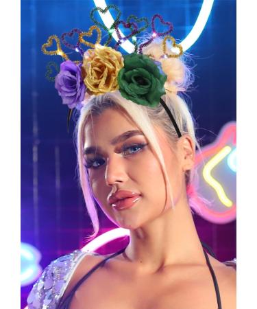 Jovono Light Up Mardi Gras Headband LED Crown Hair Hoop Glowing Nightclub Headpiece Luminous Hair Band Carnival Party Rave Costume Hair Accessories for Women (heart) - Buy Online on GoSupps.com