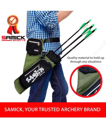 Samick Sports Archery Arrow Quiver - Adjustable Waist Hanged Quiver - 3 Arrow Tubes - Green, Right-Handed - Buy Online on GoSupps.com