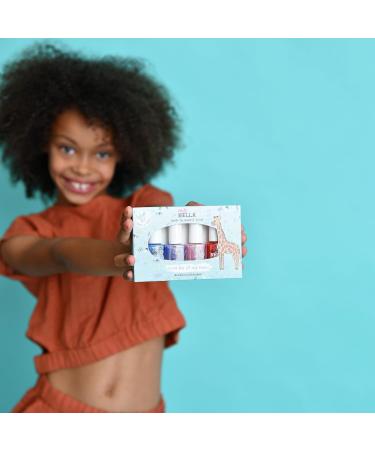 Miss Nella Magic Safari Glitter Nail Polish Set - Non-Toxic Peel-Off Kids Nail Polish - 4 Colors (Pink Red Purple Blue) - International Shipping - Buy Online on GoSupps.com