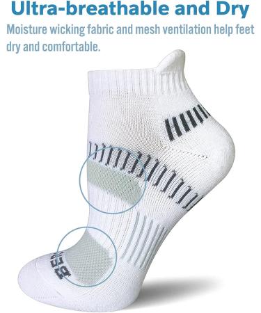 BERING Women's Performance Athletic Ankle Running Socks (6 Pack) - White (Size 7-9) - Buy Online on GoSupps.com
