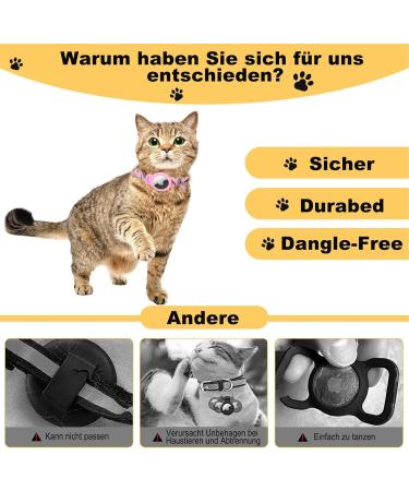 Mouyou Airtag Cat Neck Band - Adjustable Soft Nylon Collar with Bell & Silicone Holder - Pink Pattern C4 (22-34cm) - Buy Online on GoSupps.com