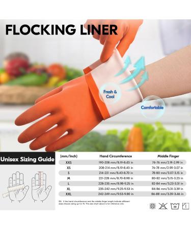 Vgo Household Gloves with Lining - Reusable Rubber Cleaning Gloves for Kitchen, Painting, Gardening - Large Size - Cold/Hot Proof - 1 Pair (Orange RB2186) - Buy Online on GoSupps.com