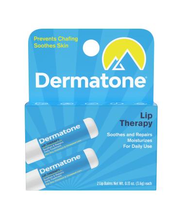 Dermatone Lip Therapy Balm | Moisturizing & Repair for Dry Chapped Lips | With Aloe Lanolin Cocoa Butter & Vitamin E | Fragrance Free | Daily & Overnight Lip Care | 0.13 oz 2 Pack