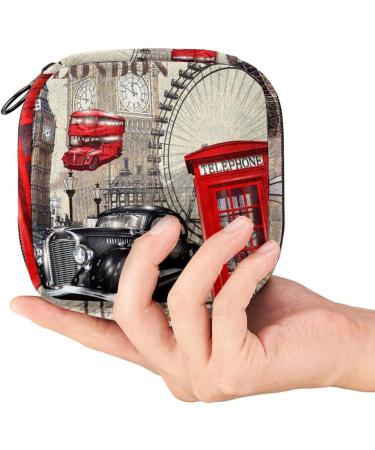 Menstruation Pad Bag with Zipper - Vintage London Design for Women & Girls | Stylish Tampon Collection Bag - Buy Online on GoSupps.com