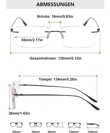 Shop Lanomi Fashion Rectangular Progressive Multifocal Reading Glasses - Men's & Women's Borderless Metal Blue Light Filter - Stylish Reading Aid - Buy Online on GoSupps.com