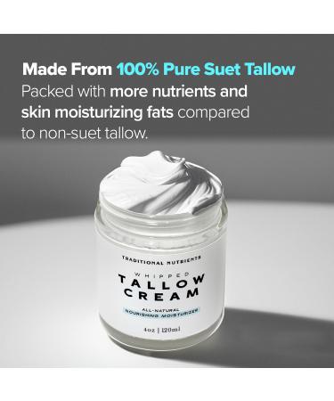 Whipped Tallow Skin Cream - Grass Fed No Additives 8 oz Tallow Face & Body Lotion in Glass Jar - Buy Online on GoSupps.com