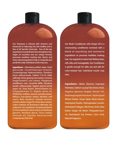 Hair Growth Shampoo Conditioner Set - Anti Hair Loss Biotin with DHT Blockers | For Men and Women | All Hair Types | Sulfate-Free - 2 x 16 fl oz Ginger - Buy Online on GoSupps.com