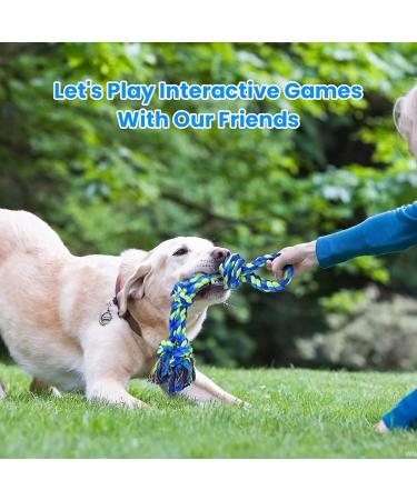 Feeko Large Dog Rope Toys 2 Pack - Heavy Duty XL Indestructible Chew Toy for Aggressive Chewers - Tug of War Dog Toy - Teeth Cleaning - 100% Cotton - Blue - Buy Online on GoSupps.com