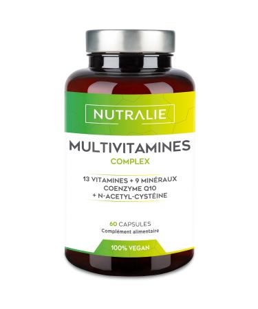 MULTIVITAMINS and Minerals - Complete Multi Vitamins for Adults Men and Women - Vitamins A B C D E K Zinc, Magnesium, Biotin and Q10 | 60 Organic Vegan Capsules NUTRALIE (Taste Free)
