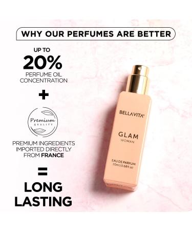 Luxury GLAM Woman Eau De Parfum With African Orange Jasmine & Patchouli Premium Long Lasting Floral & Woody Fragrance Liquid EDP For Women 20ml - Buy Online on GoSupps.com