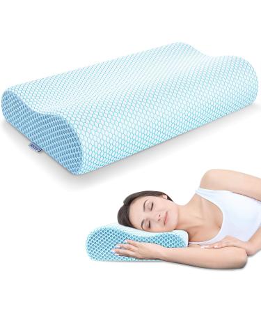 Anvo Memory Foam Pillow Neck Contour Cervical Orthopedic FIRM Pillow for Sleeping Side Back Stomach Sleeper Ergonomic Design for Neck and Shoulder Pain Relief - FIRM - Standard 24 x 13.4 x 4.7 inches