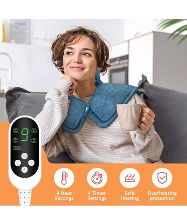 Electric Weighted Heating Pad for Neck and Shoulders - 9 Heat Settings, 4 Timer Settings - 16''x22.5'' - Washable - for Mom, Dad, Women, Men - Buy Online on GoSupps.com