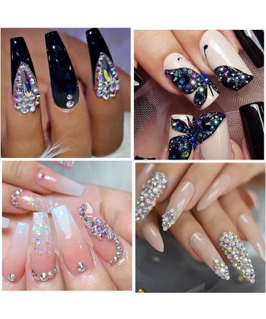 1600 Pieces Rhinestones Nail Art Glitter Stones - Self-Adhesive 6 Sizes with Tweezers & Picker Pen | Perfect for DIY Nail Designs - International Shipping Available - Buy Online on GoSupps.com