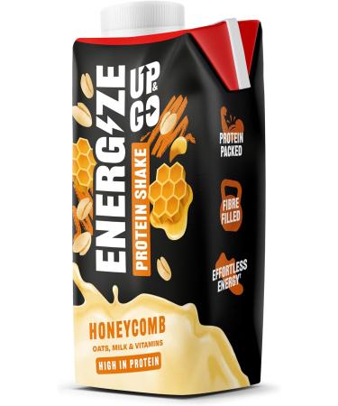 UP&GO Energize Honeycomb Protein Breakfast Shake (350ml x 8 Bottles) - Low Fat, High Fibre, No Added Sugar - Buy Online on GoSupps.com