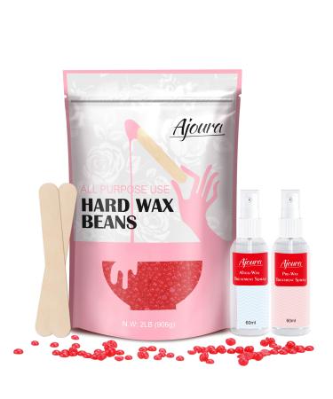 2LB Wax Beads for Hair Removal, Ajoura Hard Wax Beans (32oz) All In One Body Formula Brazilian Wax for Eyebrow, Facial, Bikini, Legs, Armpit, Back and Chest, Perfect Refill for Any Wax Warmer Pink