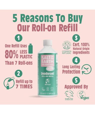  Salt Of the Earth Salt of the Earth - Natural Roll-On Deodorant Refill Bottle 7 Uses - Melon & Cucumber - Vegan Long-Lasting Protection Leaping Bunny Approved - Made in the UK - 525 ml - Buy Online on GoSupps.com