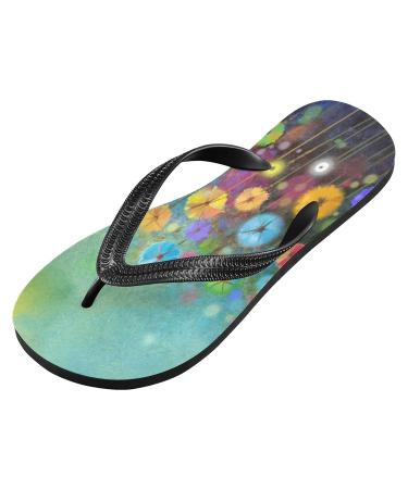 Mnsruu Abstract Floral Flip Flops - Stylish XS Home Hotel Spa & Travel Footwear for Men & Women - Buy Online on GoSupps.com