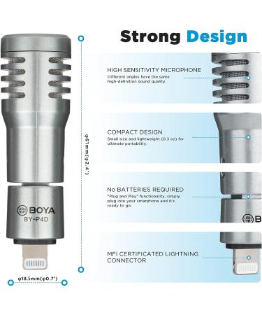 BOYA BY-P4D Mini Microphone for iPhone iPad - Professional Plug and Play Lightning Mic for Video Recording and Vlogging - Buy Online on GoSupps.com