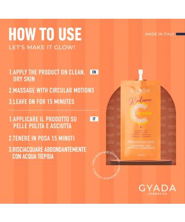  GYADA COSMETICS GYADA COSMETICS Radiance Face Mask Illuminating Moisturising Face Mask Smooth and Elastic Contrast Signs of Age and Expression Vitamin C Base 25 ml - Buy Online on GoSupps.com