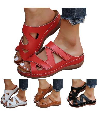 JWSVBF Orthotic Sandals for Women - Bunion Wide Width Low Heel Black Beach Slippers - Buy Online on GoSupps.com