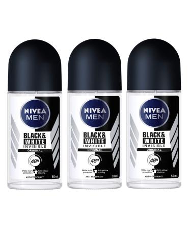 Nivea for Men Invisible for Black & White 48 Hours Deodorant Roll on 50 Ml. 3 Pack l - Buy Online on GoSupps.com