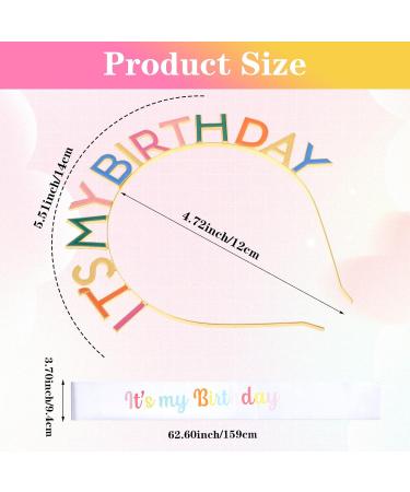 WY LIGHTING LEVEL Happy Birthday Headband Rainbow It's My Birthday Tiara Sash Crown Headpiece Set Princess Birthday Crown Decorations Cute Birthday Tiaras Crown for Women Girl Party Accessories - Buy Online on GoSupps.com