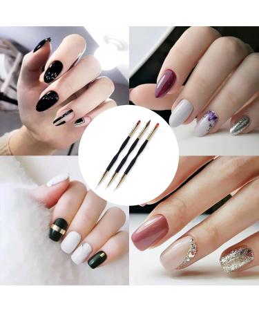 3Pcs Double Ended Nail Art Brushes for Manicure Tool - Acrylic and UV Gel Liner Brush - Buy Online on GoSupps.com